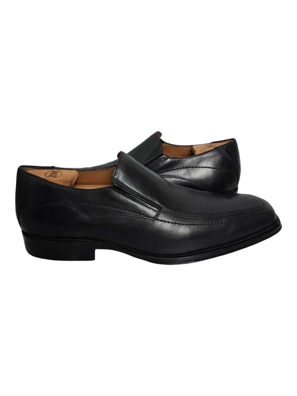 Johnston & Murphy Mens 12 Black Leather Square Toe Slip On Dress Loafers 20-6241